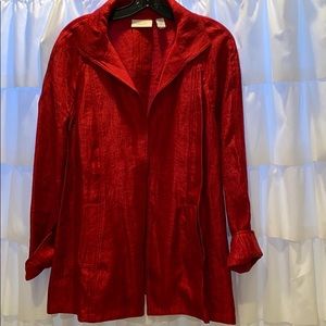 CHICO’s open red long sleeve over piece!
